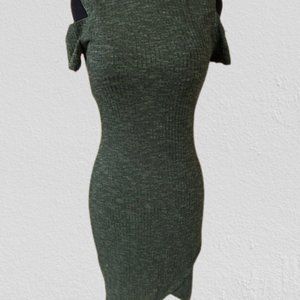 Love J Cable Knit High Neck Cold Shoulder Body Con Dress  4252  NWT Boutique